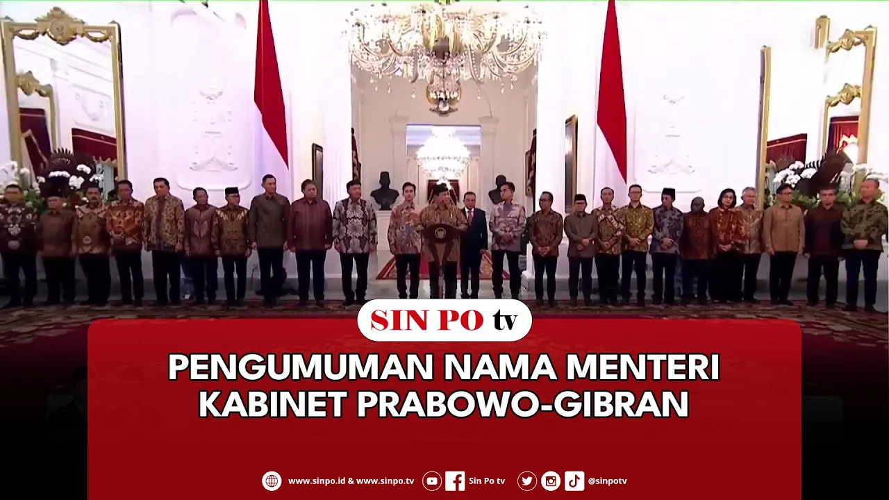 Pengumuman Nama Menteri Kabinet Prabowo-Gibran