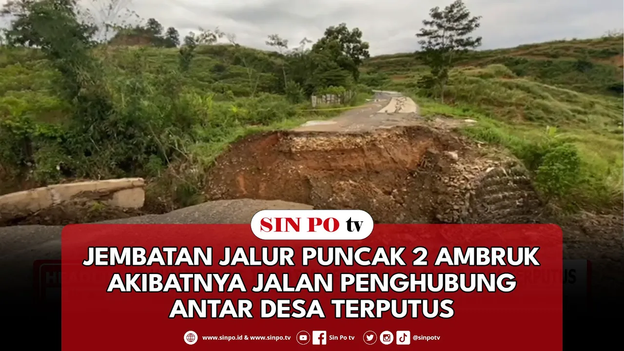 Jembatan Jalur Puncak 2 Ambruk Akibatnya Jalan Penghubung Antar Desa Terputus