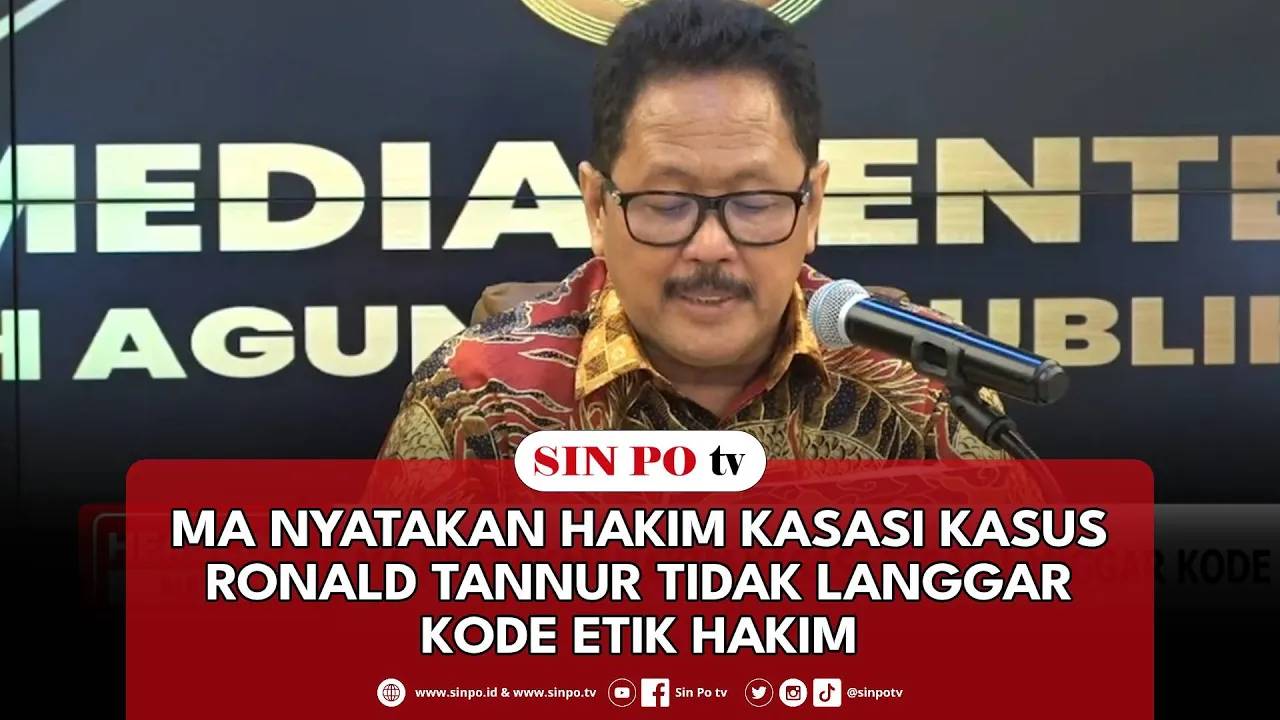 MA Nyatakan Hakim Kasasi Kasus Ronald Tannur Tidak Langgar Kode Etik Hakim