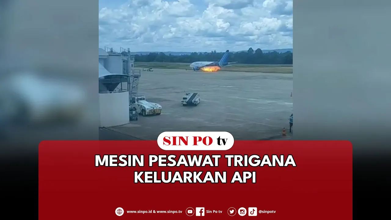 Mesin Pesawat Trigana Keluarkan Api