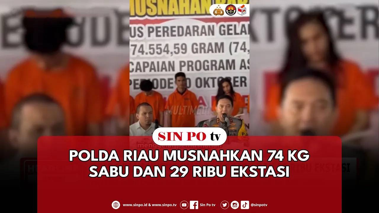 Polda Riau Musnahkan 74 Kg Sabu Dan 29 Ribu Ekstasi