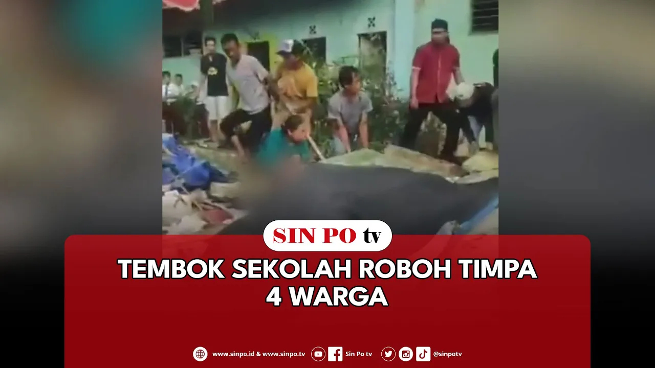 Tembok Sekolah Roboh Timpa 4 Warga