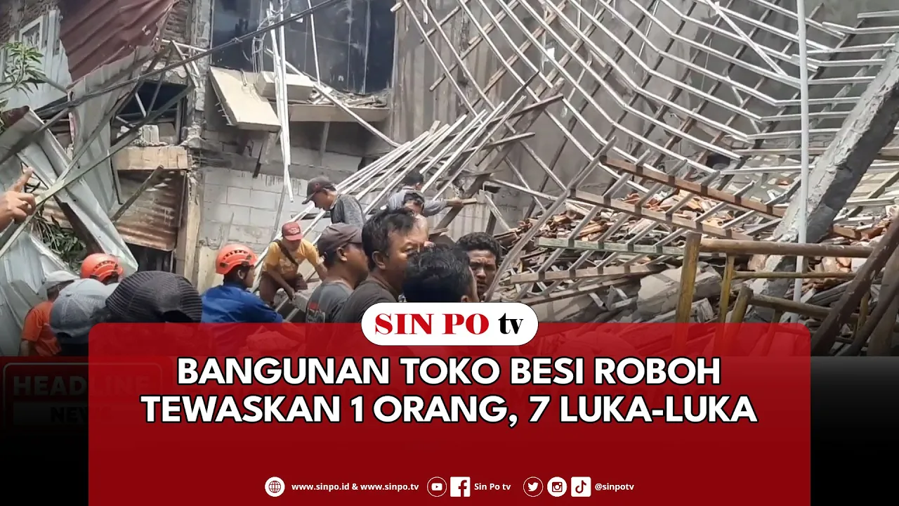 Bangunan Toko Besi Roboh Tewaskan Satu Orang, 7 Luka-Luka