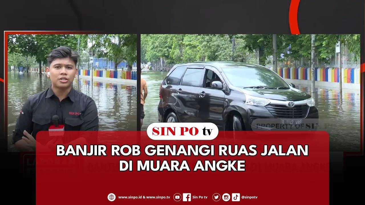 Banjir Rob Genangi Ruas Jalan Di Muara Angke