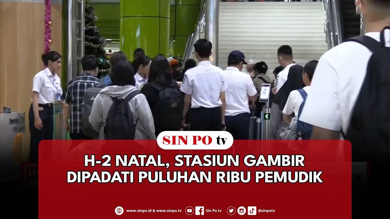 H-2 Natal, Stasiun Gambir Dipadati Puluhan Ribu Pemudik