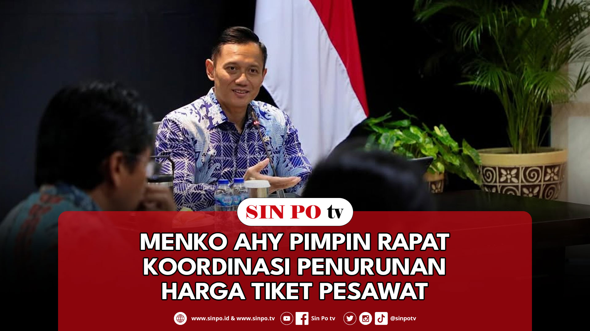 Menko AHY Pimpin Rapat Koordinasi Penurunan Harga Tiket Pesawat