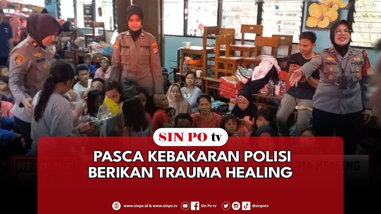 Pasca Kebakaran Polisi Berikan Trauma Healing