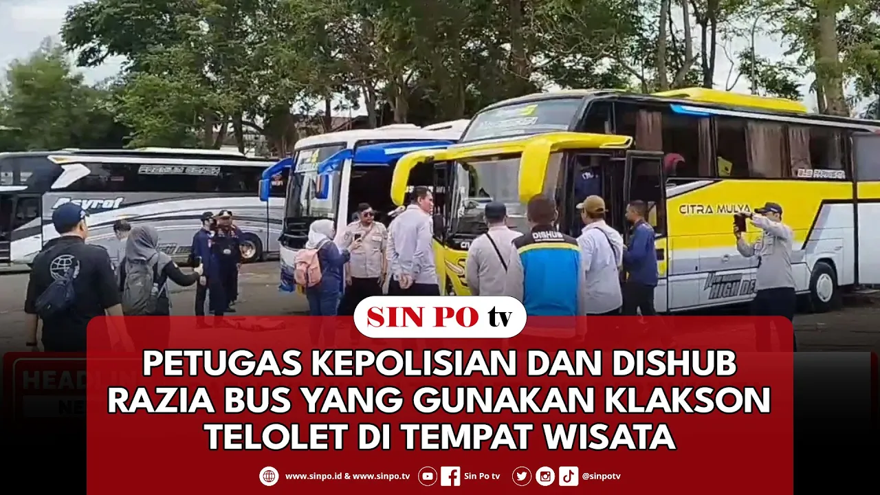 Petugas Kepolisian Dan Dishub Razia Bus Yang Gunakan Klakson Telolet Di Tempat Wisata