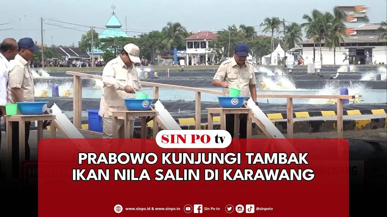 Prabowo Kunjungi Tambak Ikan Nila Salin Di Karawang