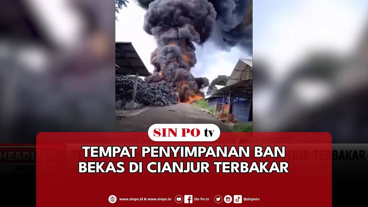 Tempat Penyimpanan Ban Bekas Di Cianjur Terbakar