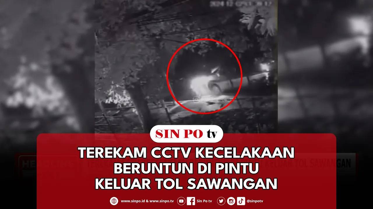 Terekam CCTV Kecelakaan Beruntun Di Pintu Keluar Tol Sawangan