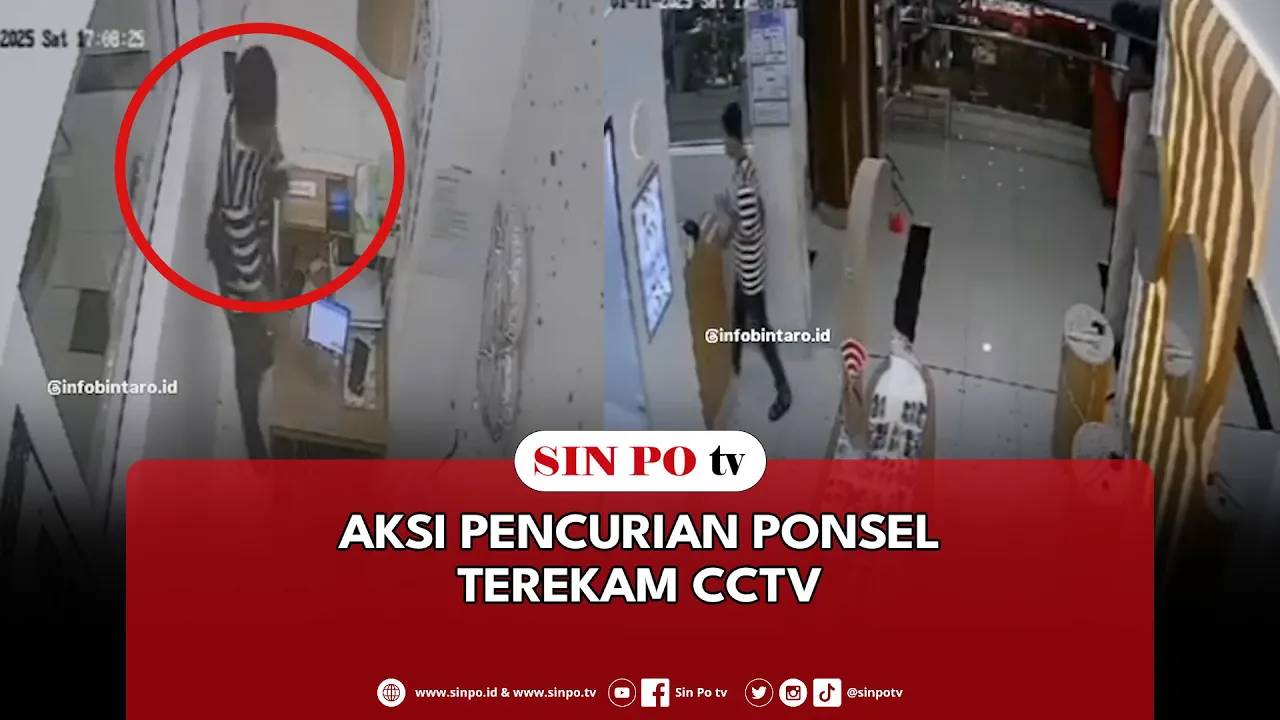 Aksi Pencurian Ponsel Terekam CCTV