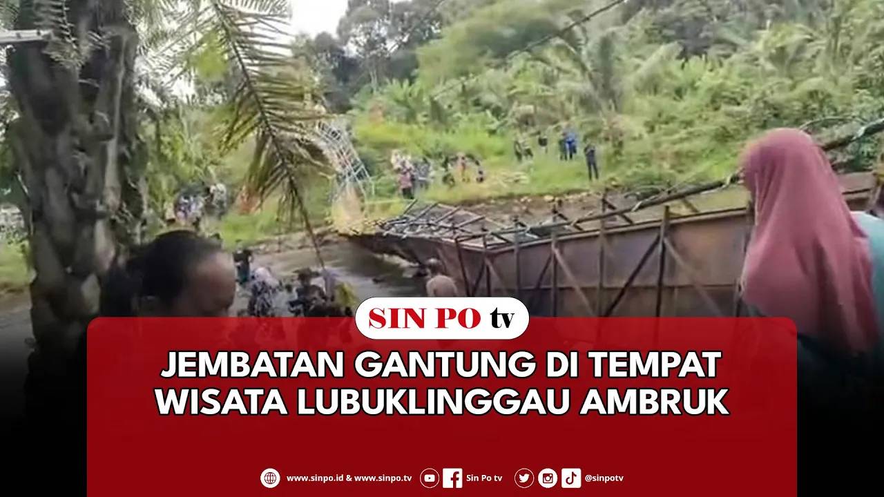 Jembatan Gantung Di Tempat Wisata Lubuklinggau Ambruk