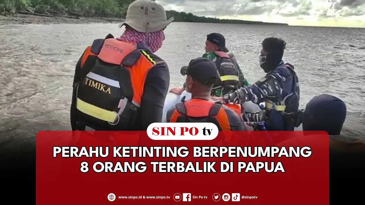 Perahu Ketinting Berpenumpang 8 Orang Terbalik Di Papua