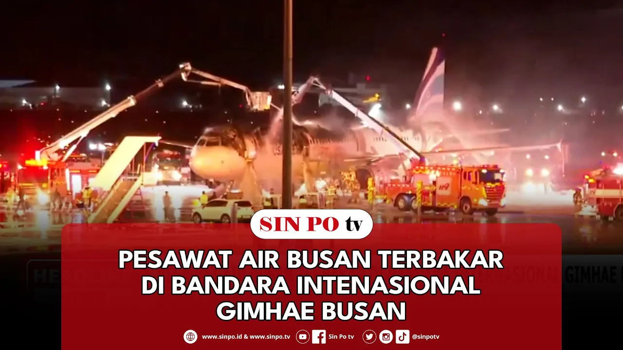 Pesawat Air Busan Terbakar Di Bandara Intenasional Gimhae Busan