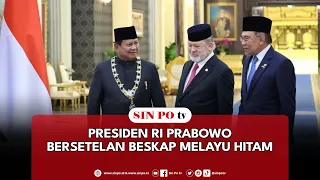 Presiden RI Prabowo Bersetelan Beskap Melayu Hitam