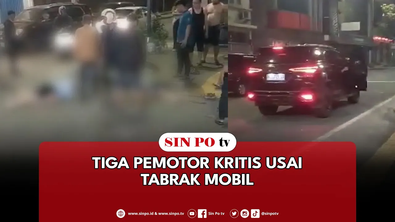Tiga Pemotor Kritis Usai Tabrak Mobil