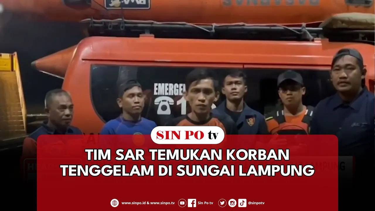 Tim SAR Temukan Korban Tenggelam Di Sungai Lampung