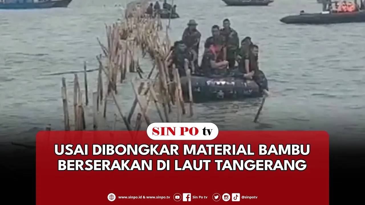 Usai Dibongkar Material Bambu Berserakan Di Laut Tangerang