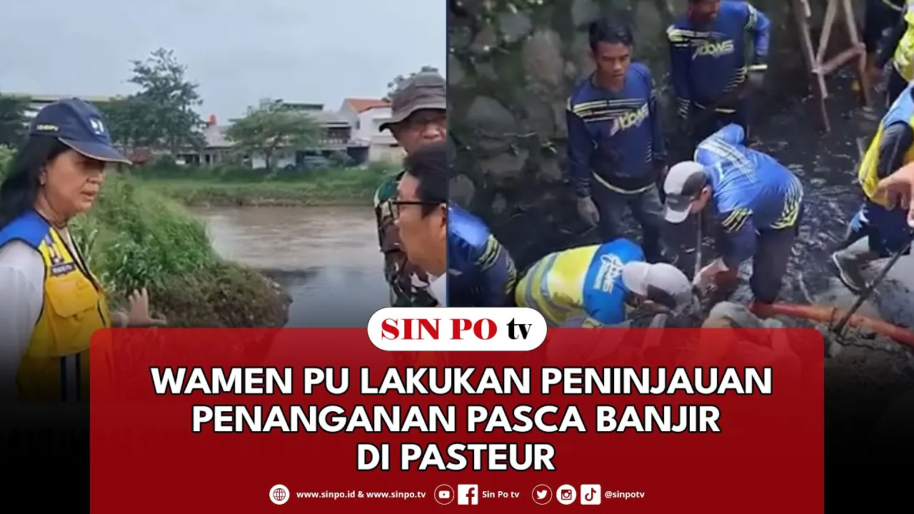 Wamen PU Lakukan Peninjauan Penanganan Pasca Banjir Di Pasteur