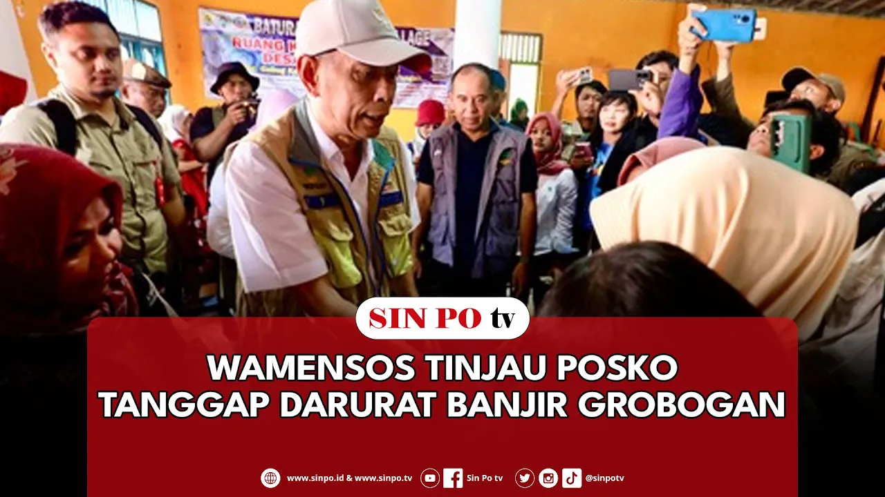 Wamensos Tinjau Posko Tanggap Darurat Banjir Grobogan