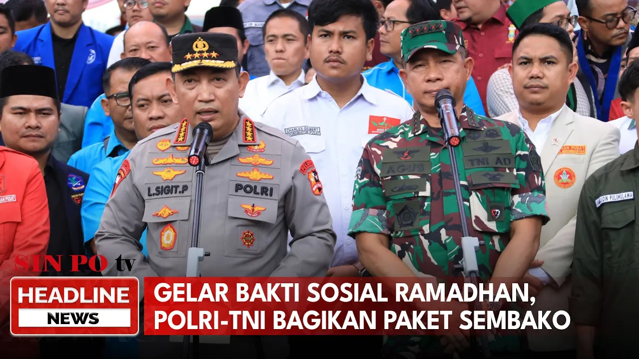 Gelar Bakti Sosial Ramadhan, Polri-TNI Bagikan Paket Sembako
