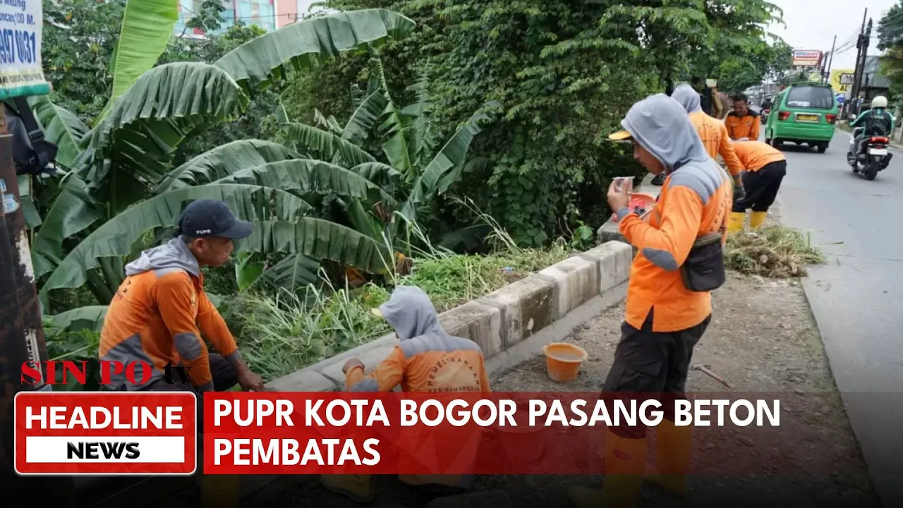 PUPR Kota Bogor Pasang Beton Pembatas