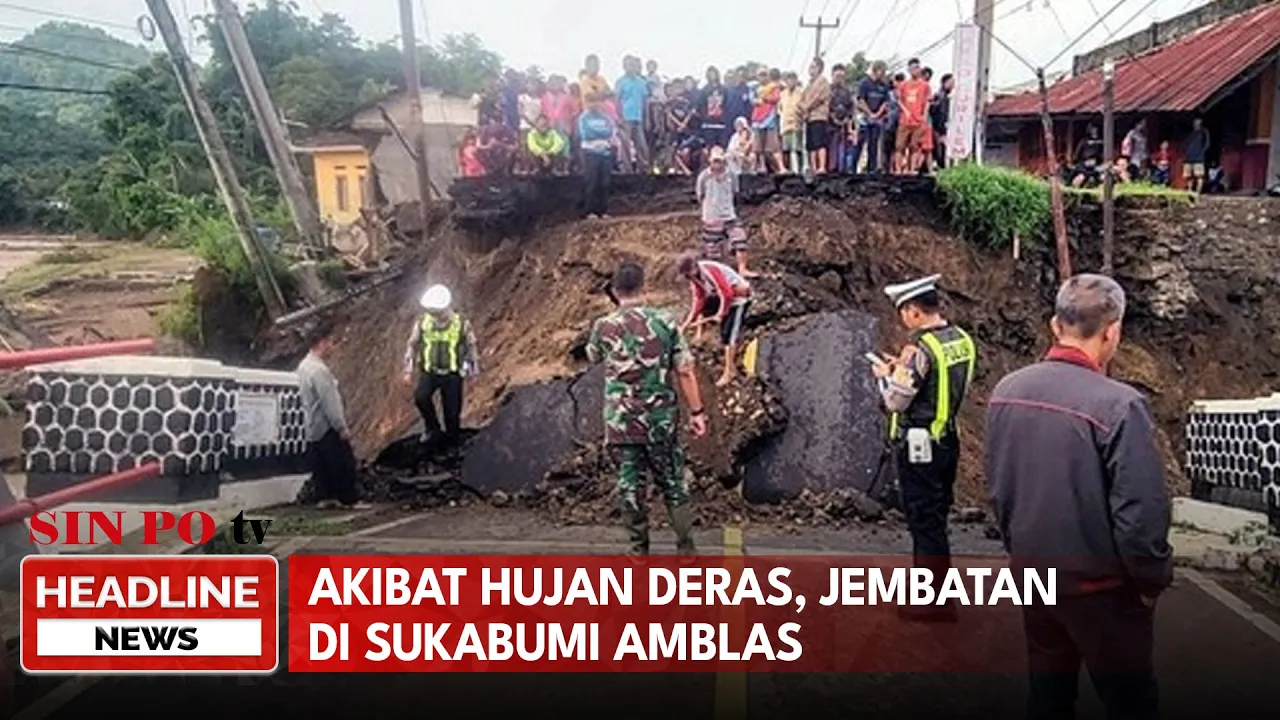 Akibat Hujan Deras, Jembatan di Sukabumi Amblas