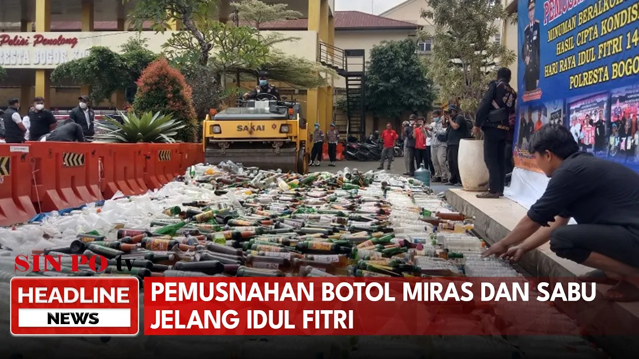 Polresta Bogor Musnahkan Ribuan Botol Miras serta 7 Kilogram Sabu Jelang Idul Fitri