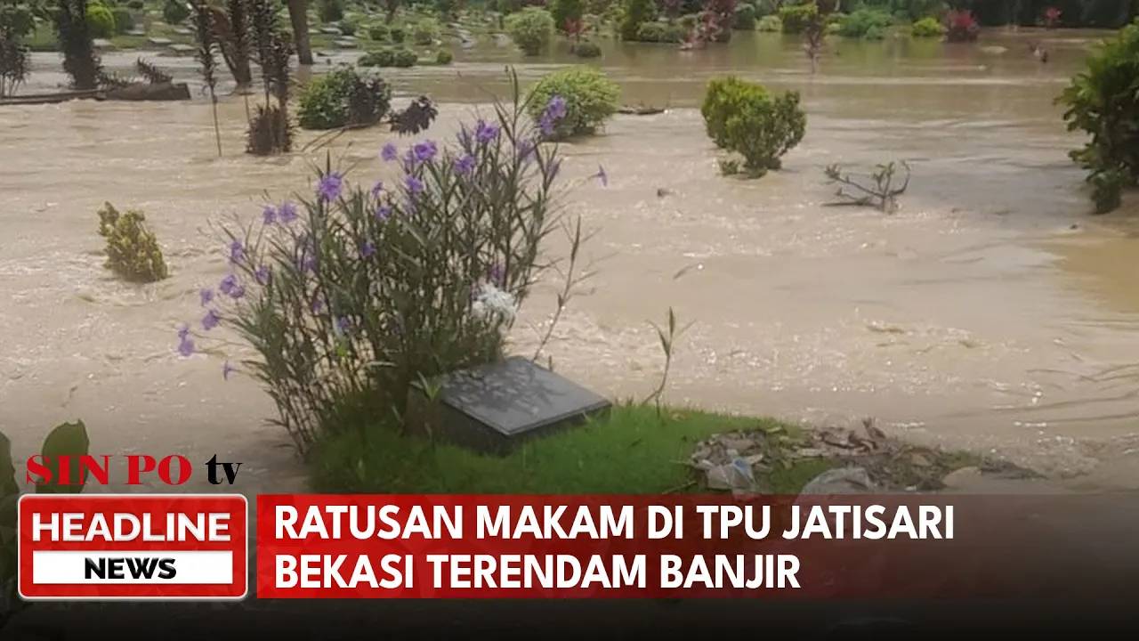 Ratusan Makam Di TPU Jatisari Bekasi Terendam Banjir