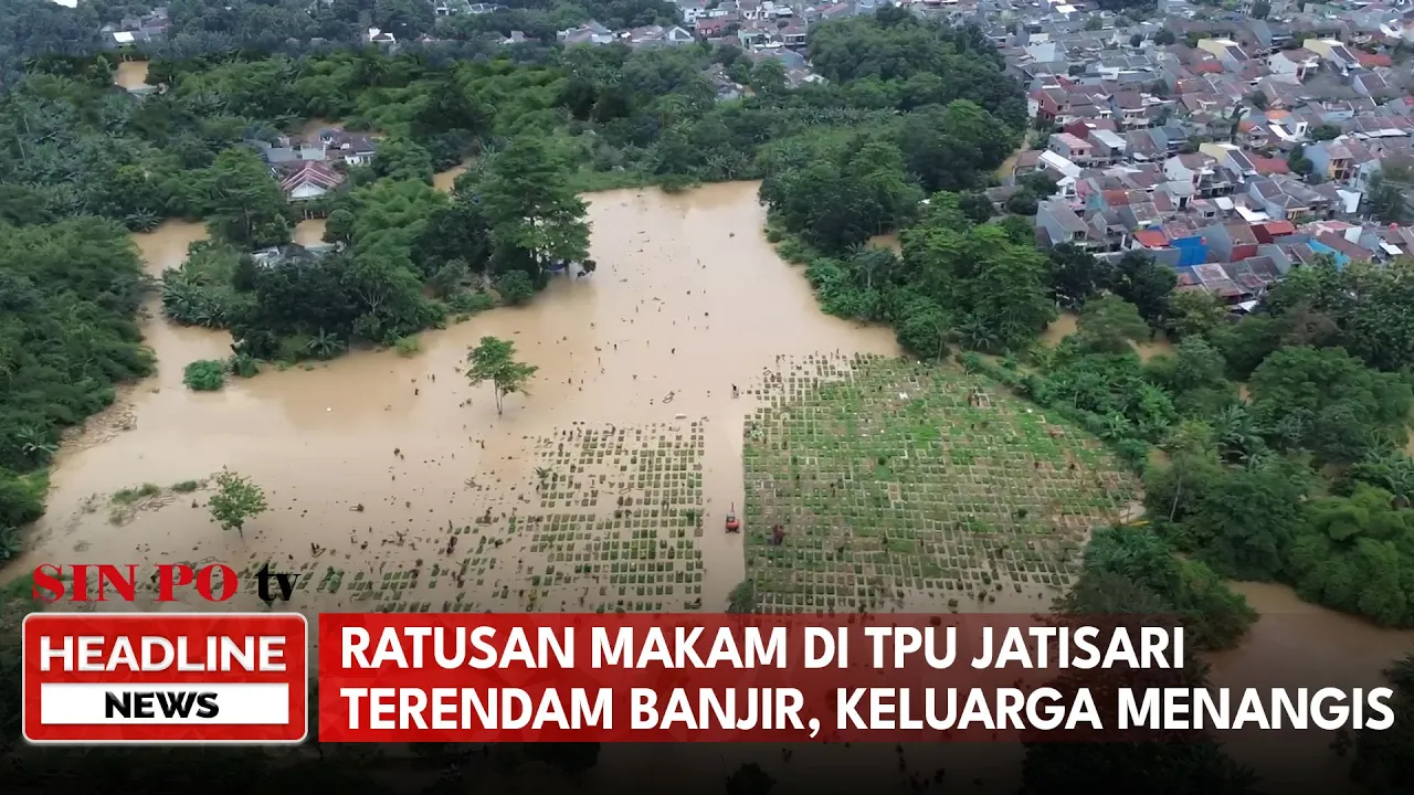 Ratusan Makam Di TPU Jatisari Terendam Banjir, Keluarga Menangis