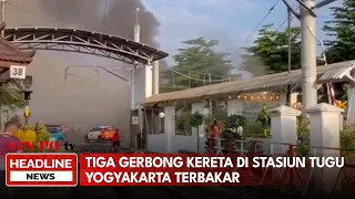 Tiga Gerbong Kereta di Stasiun Tugu Yogyakarta Terbakar