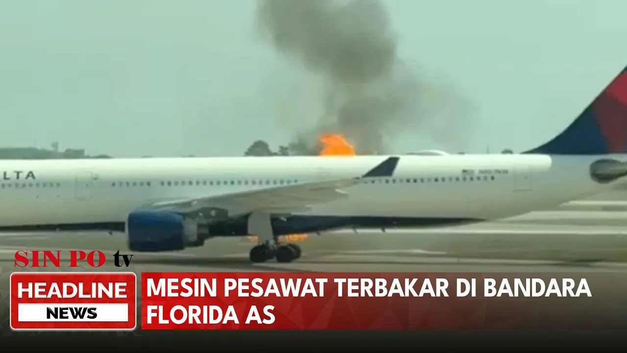 Mesin Pesawat Terbakar di Bandara Florida AS