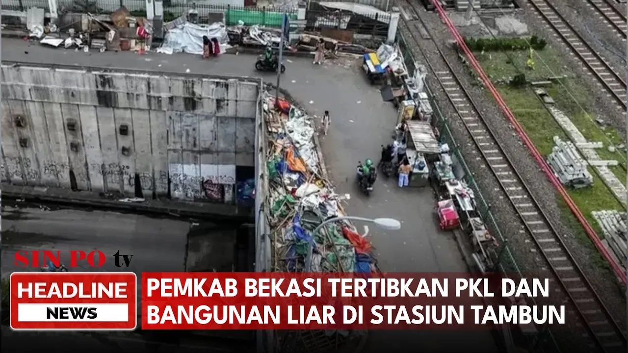 Pemkab Bekasi Tertibkan PKL dan Bangunan Liar di Stasiun Tambun