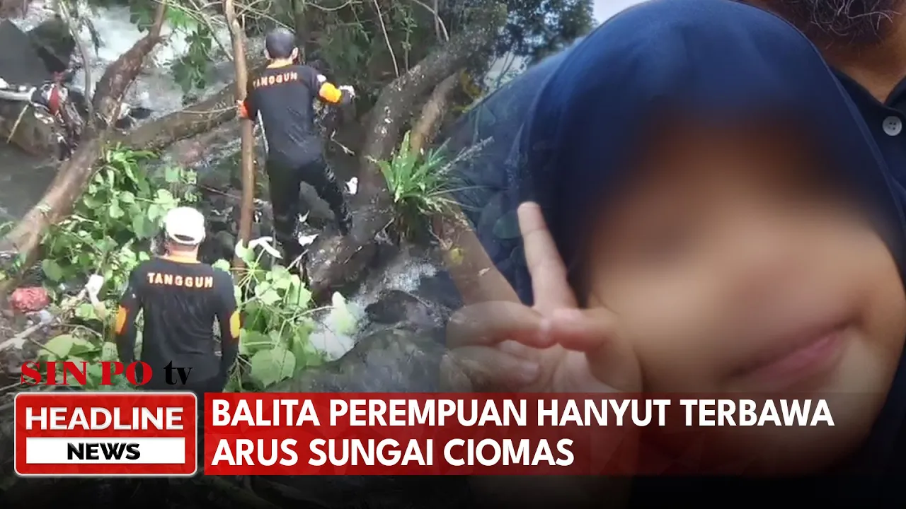 Balita Perempuan Hanyut Terbawa Arus Sungai Ciomas