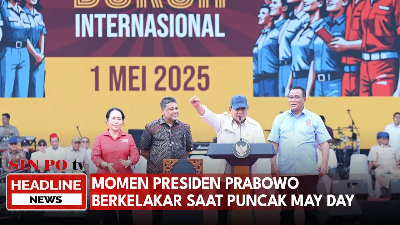 Momen Presiden Prabowo Berkelakar saat Puncak May Day