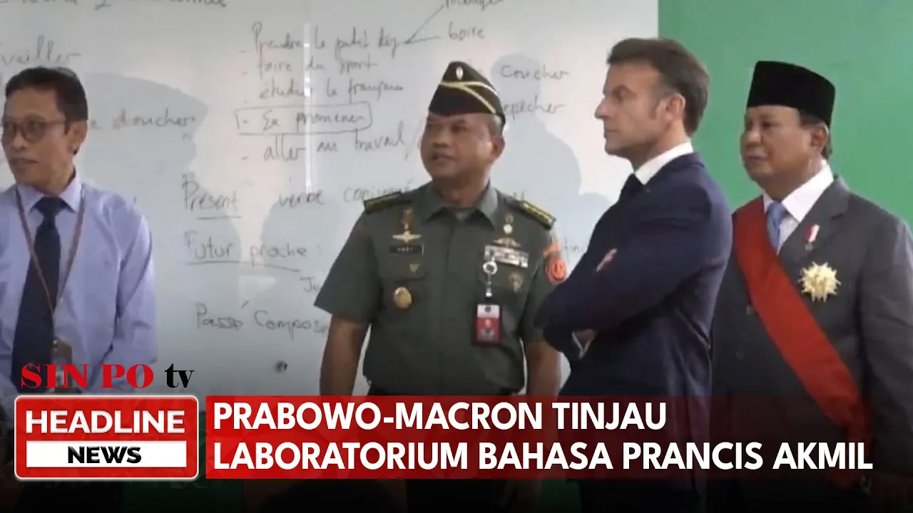 Prabowo-Macron Tinjau Laboratorium Bahasa Prancis Akmil