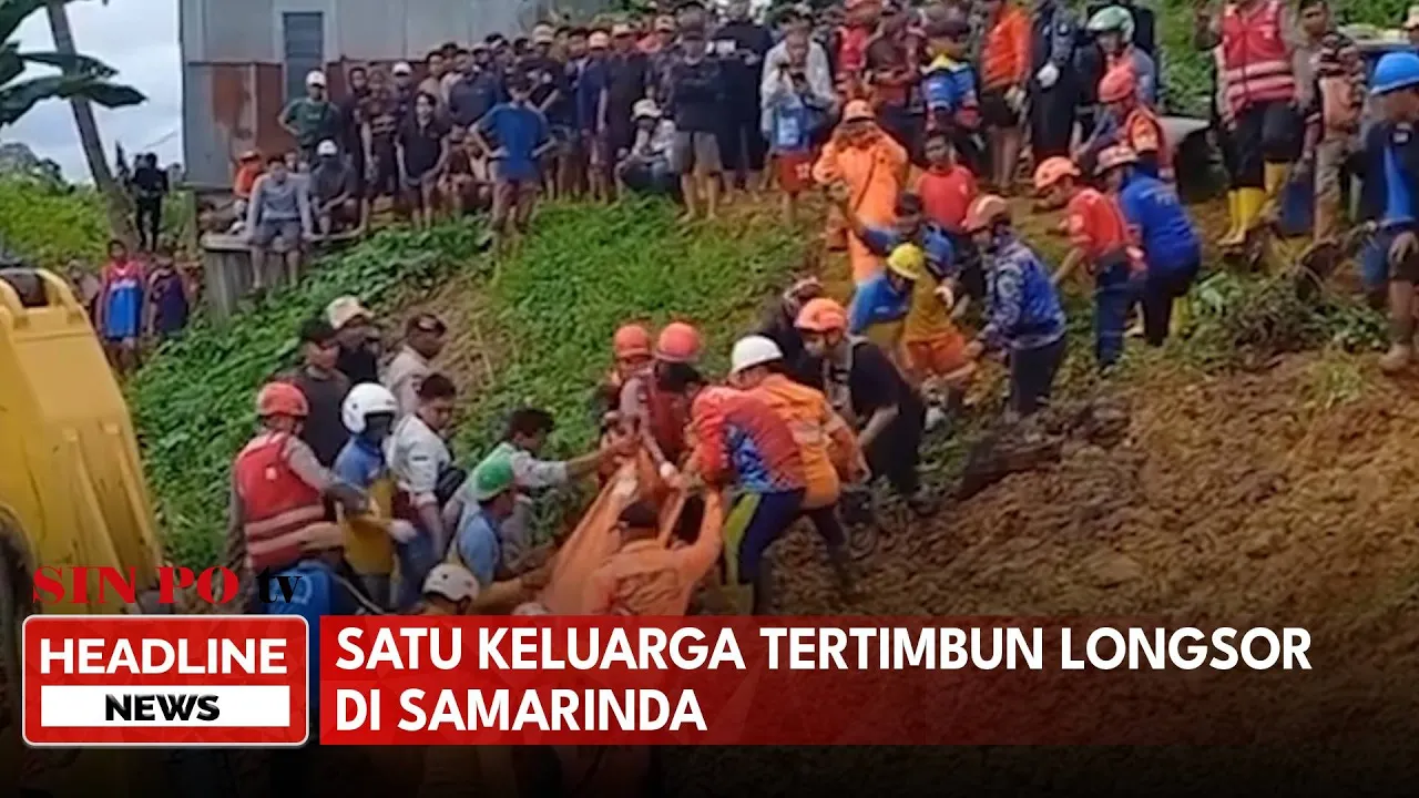 Satu Keluarga Tertimbun Longsor di Samarinda