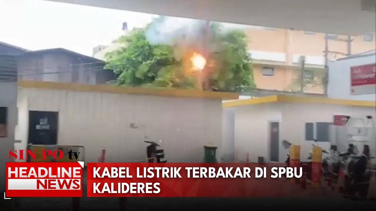 Kabel Listrik Terbakar Di SPBU Kalideres