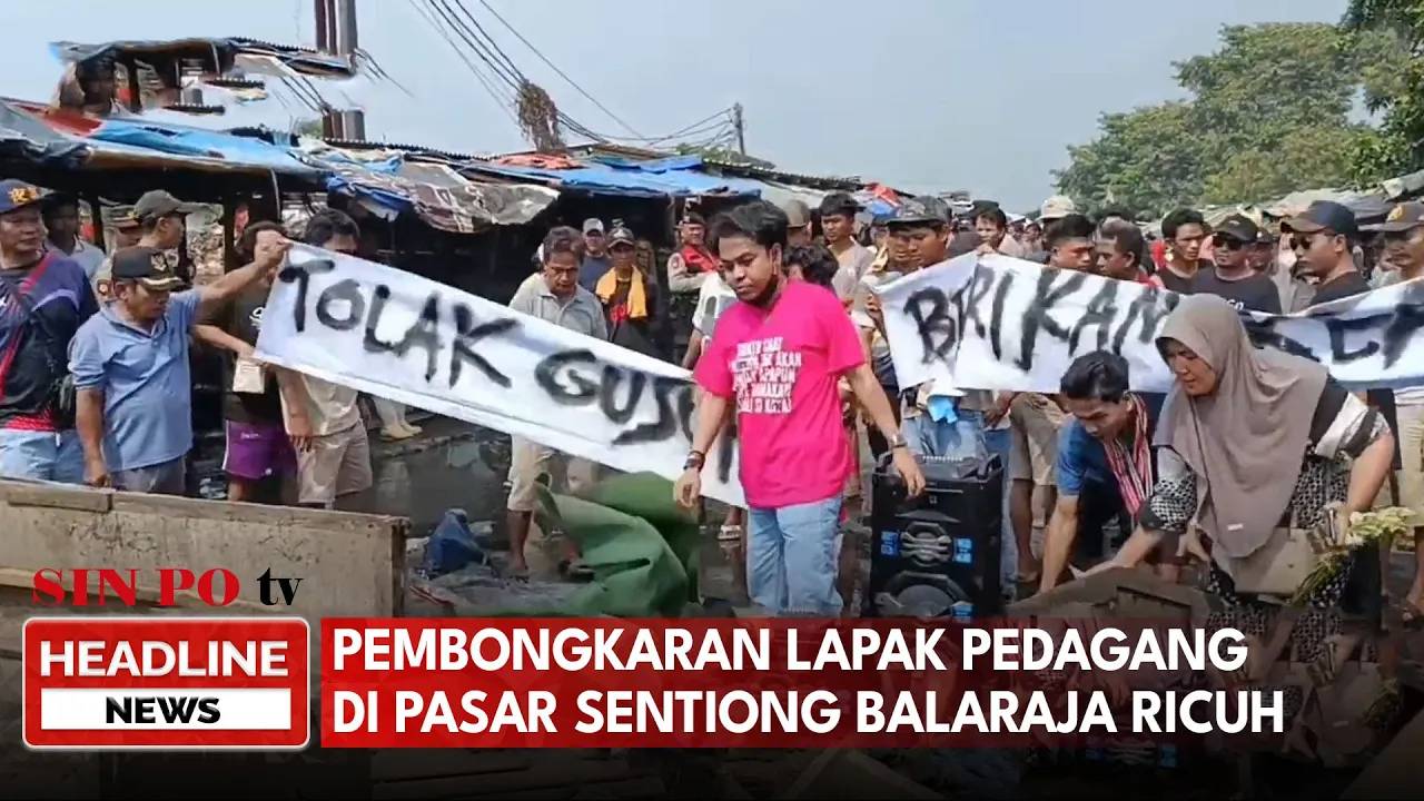 Pembongkaran Lapak Pedagang Di Pasar Sentiong Balaraja Ricuh