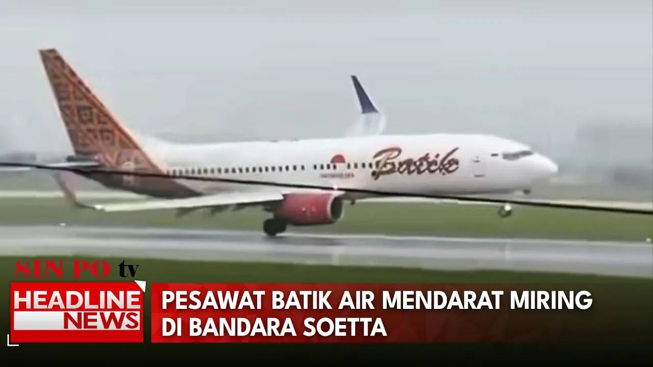 Pesawat Batik Air Mendarat Miring di Bandara Soetta