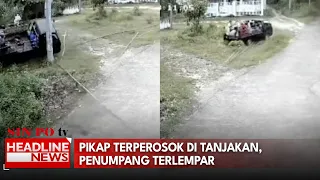Pikap Terperosok Di Tanjakan, Penumpang Terlempar