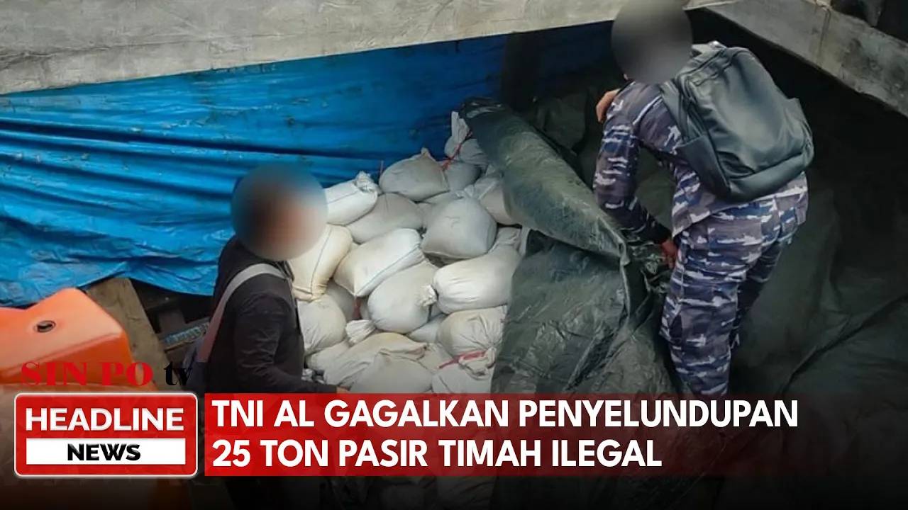 TNI AL Gagalkan Penyelundupan 25 Ton Pasir Timah Ilegal