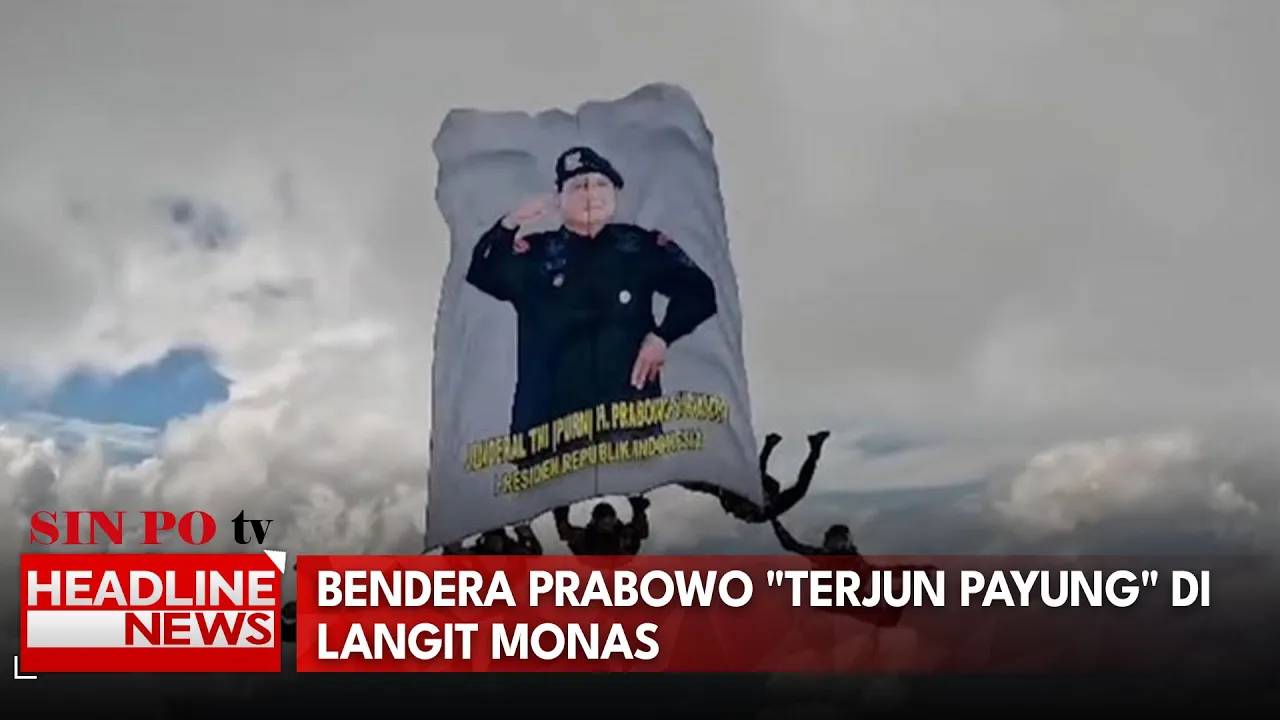Bendera Prabowo "Terjun Payung" di Langit Monas