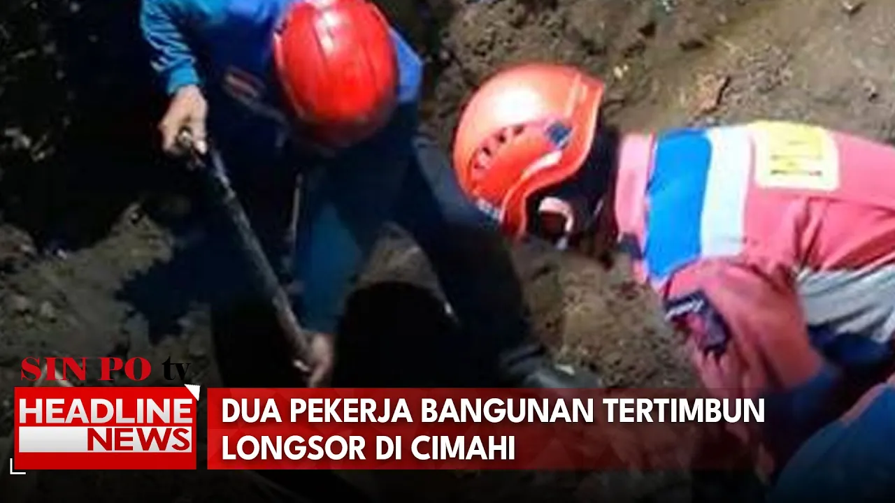Dua Pekerja Bangunan Tertimbun Longsor di Cimahi