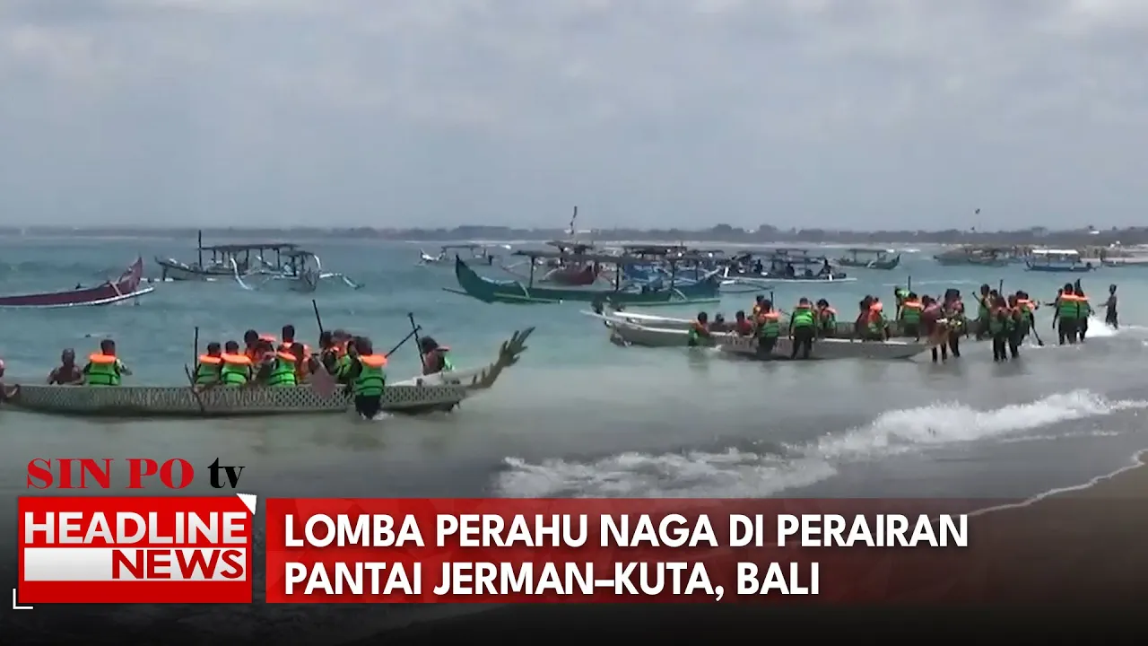 Lomba Perahu Naga di Perairan Pantai Jerman–Kuta, Bali