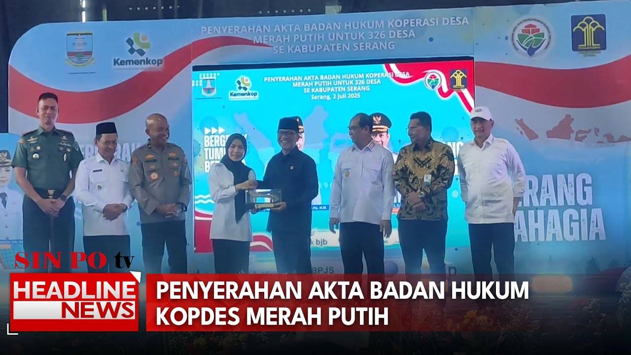 Mendes PDT Serahkan Akta Badan Hukum Kopdes Merah Putih ke 326 Desa se-Kabupaten Serang