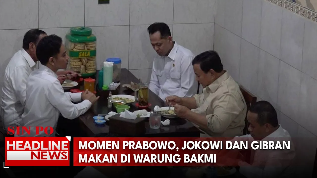Momen Prabowo, Jokowi Dan Gibran Makan Di Warung Bakmi