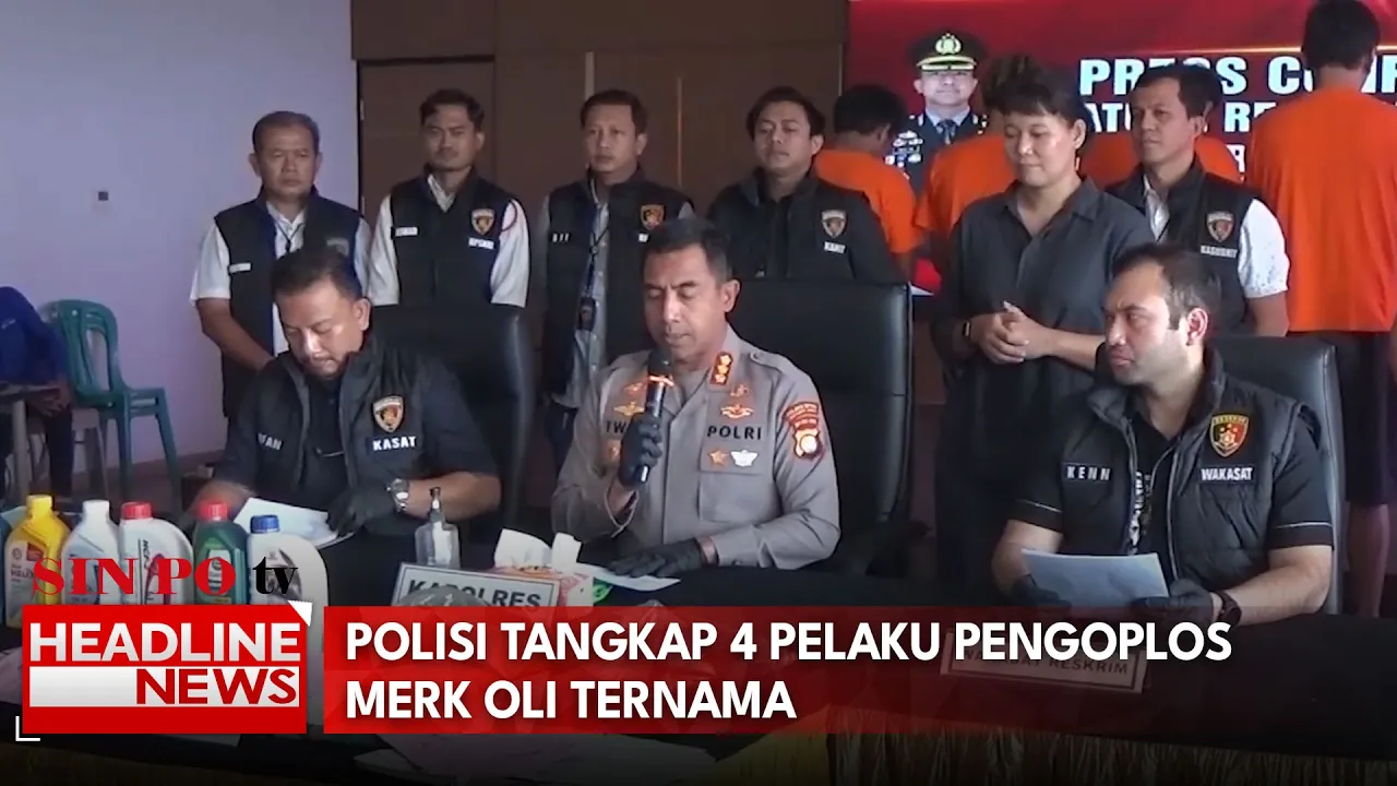 Polisi Tangkap 4 Pelaku Pengoplos Merk Oli Ternama