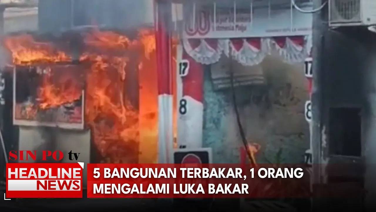 5 Bangunan Terbakar, 1 Orang Mengalami Luka Bakar